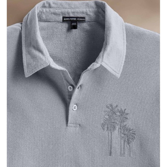 James Perse Other - James Perse Polo Shirt Palm Tree Embroidered French Terry Cotton Gray Mens XL